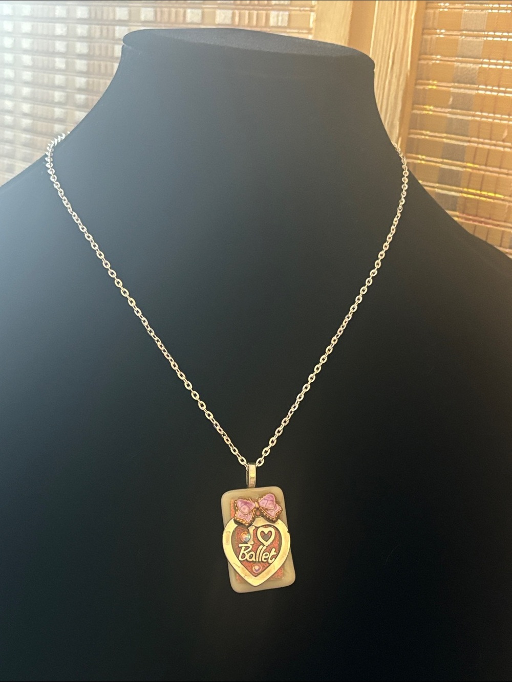 Ballet Heart Pendant Necklace with Pink Accents
